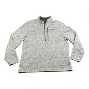 Eddie Bauer Sweater Adult EXTRA LARGE Heather Gray Fleece 1/4 Zip Thermal